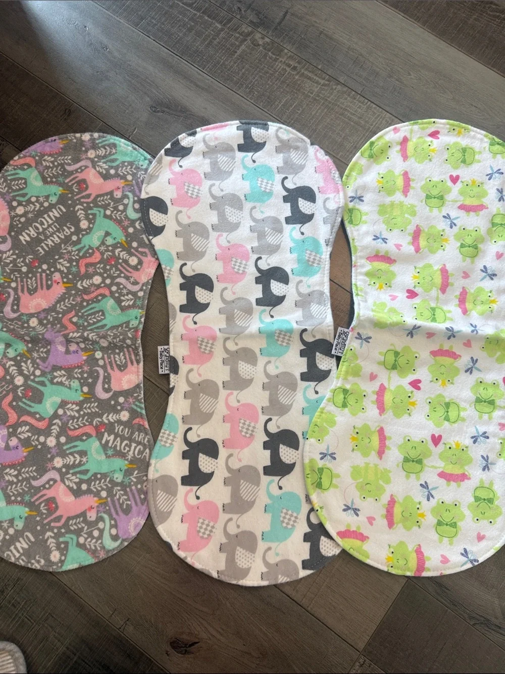 Carter's Baby Burp Cloths Set - Pink, Gray, White & Green Frog Prints